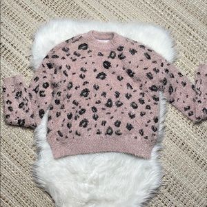 Furry Pink Cheetah Sweater in size Small